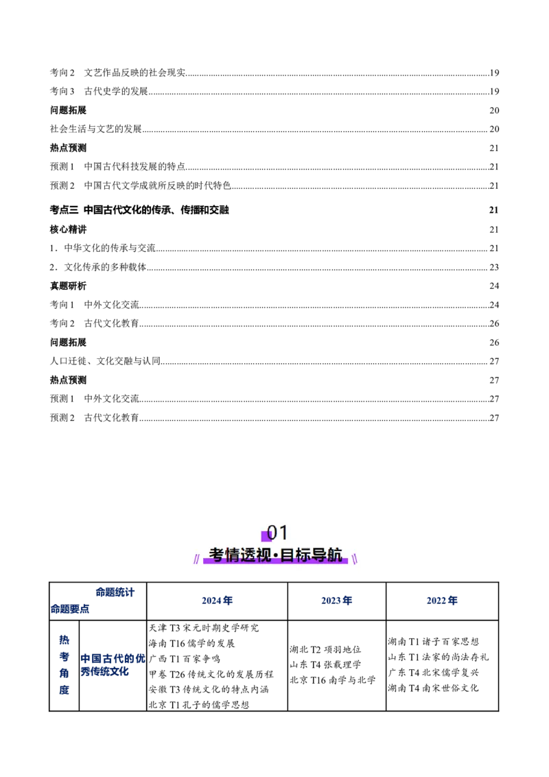 专题04文化自信&mdash;中国古代的传统文化及文化交流（讲义）（原卷版）_07高考历史_2025年新高考资料_二轮复习_上好课2025年高考历史二轮复习讲练测（新高考通用）3379861