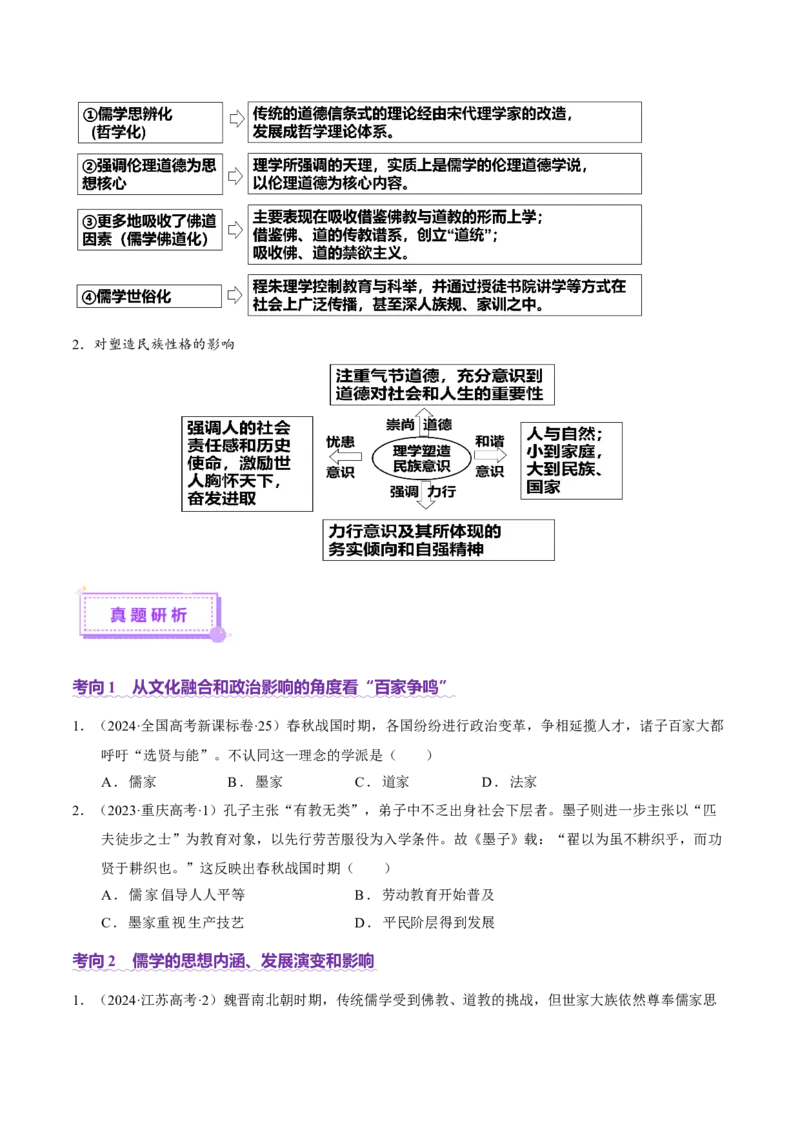专题04文化自信&mdash;中国古代的传统文化及文化交流（讲义）（原卷版）_07高考历史_2025年新高考资料_二轮复习_上好课2025年高考历史二轮复习讲练测（新高考通用）3379861