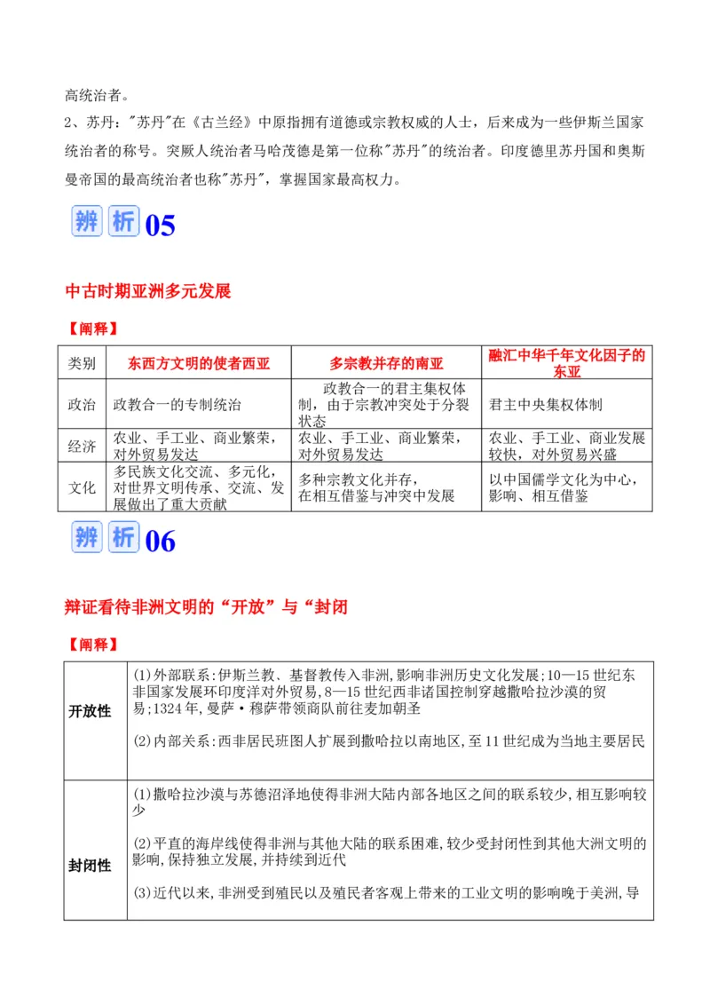 专题07++史前时代至中古时期：早期文明的产生与多元世界的初现+-2025年高考历史一轮复习知识清单_07高考历史_2025年新高考资料_一轮复习_2025年高考历史一轮复习知识清单（完结）