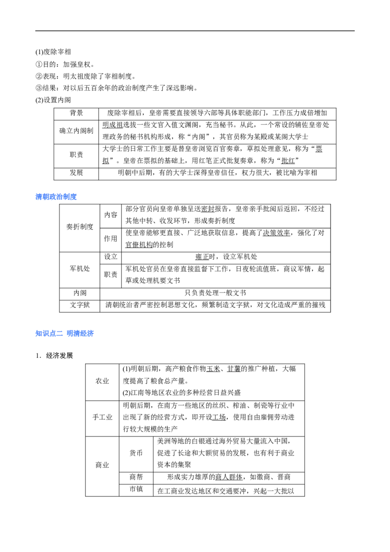 专题06明清帝国（原卷版）_07高考历史_新高考复习资料_2024年新高考复习资料_二轮复习资料_完2024年高考历史二轮专题复习高频考点追踪分析与预测