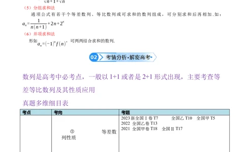 专题04数列及求和（原卷版）_02高考数学_新高考复习资料_2024年新高考资料_二轮复习资料_高频考点解密2024年高考数学二轮复习高频考点追踪与预测（新高考专用）_讲义