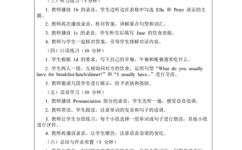 Unit4EatwellSectionA1a-pronunciation教案2024-2025学年人教版英语七年级下册_新人教版7下英语学习资料包_3.教学教案_01-人教版七年级英语下册电子教案_4单元