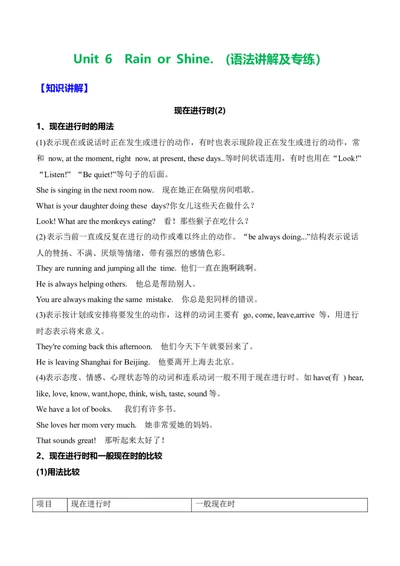 Unit6RainorShine.（语法讲解及专练）（学生版）_新人教版7下英语学习资料包_11.单元语法专练讲义（教师版+学生版）