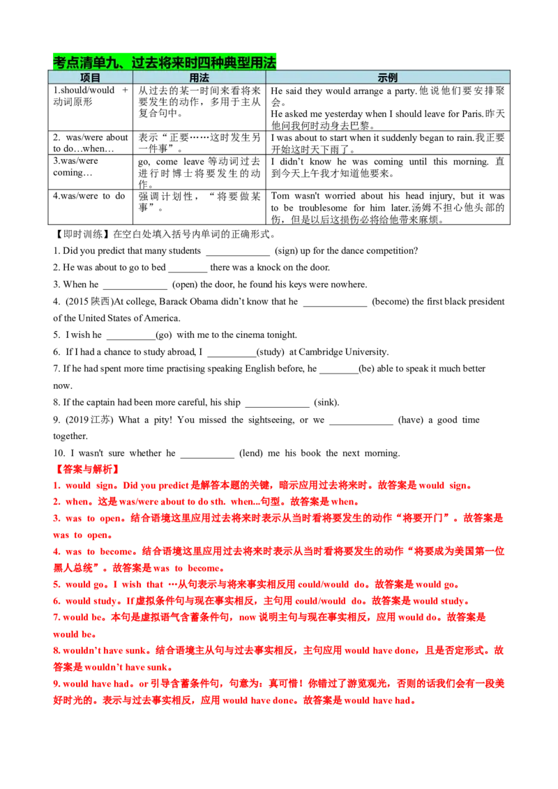 专题06动词时态语态(过去时)（讲案）解析版_03高考英语_新高考复习资料_2025年新高考复习_2025年高考英语一轮复习知识清单