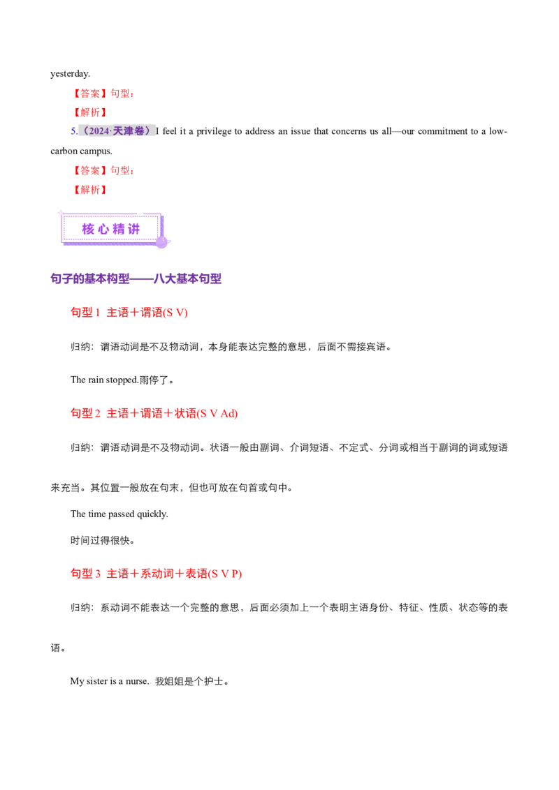 专题06句子成分、基本句型和长难句分析（讲义）（原卷版）_03高考英语_2025年新高考资料_二轮复习_上好课2025年高考英语二轮复习讲练测（新高考通用）3378522_第三部分语法知识