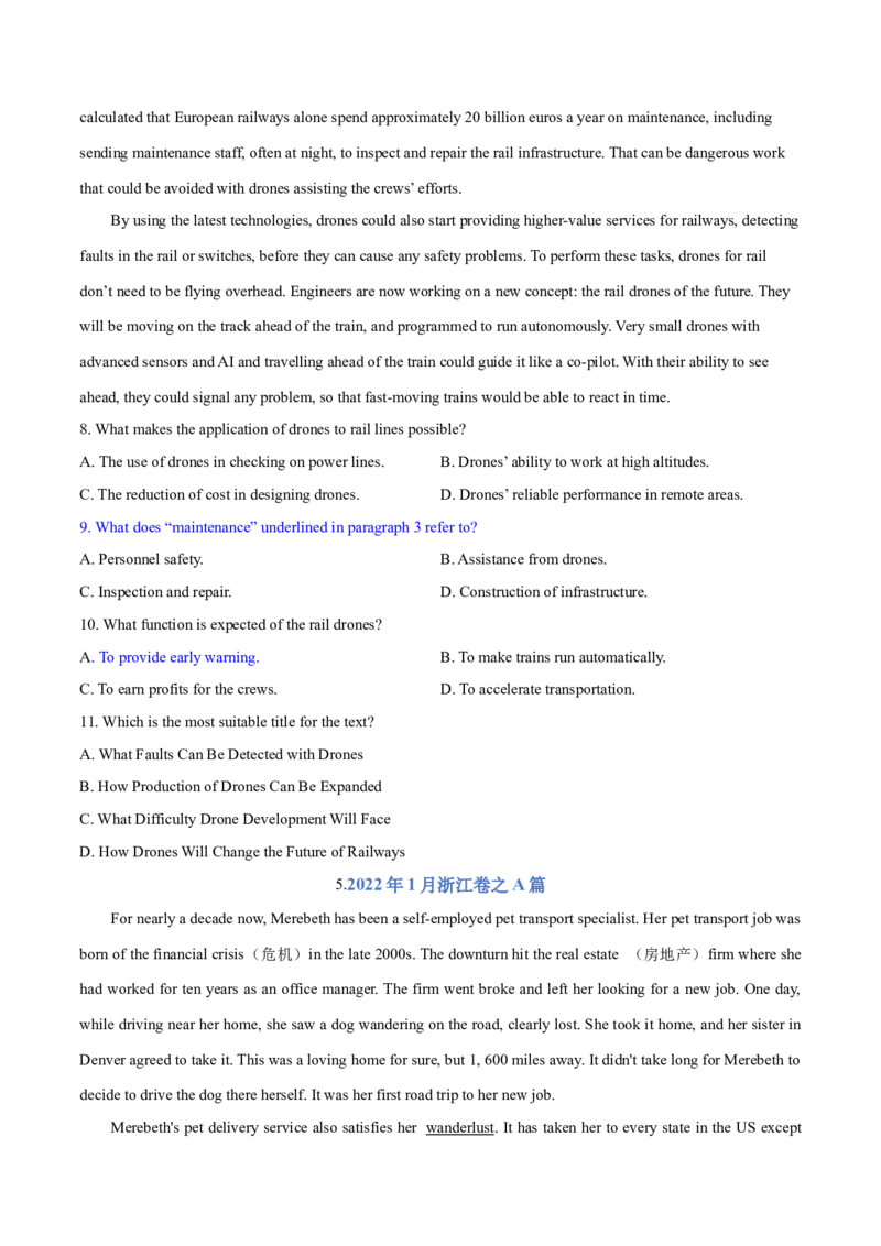 专题04阅读理解之猜测词义题（练习）（原卷版）_03高考英语_新高考复习资料_2024年新高考资料_二轮复习资料_2024年高考英语二轮复习讲练测（新教材新高考）_第二部分阅读