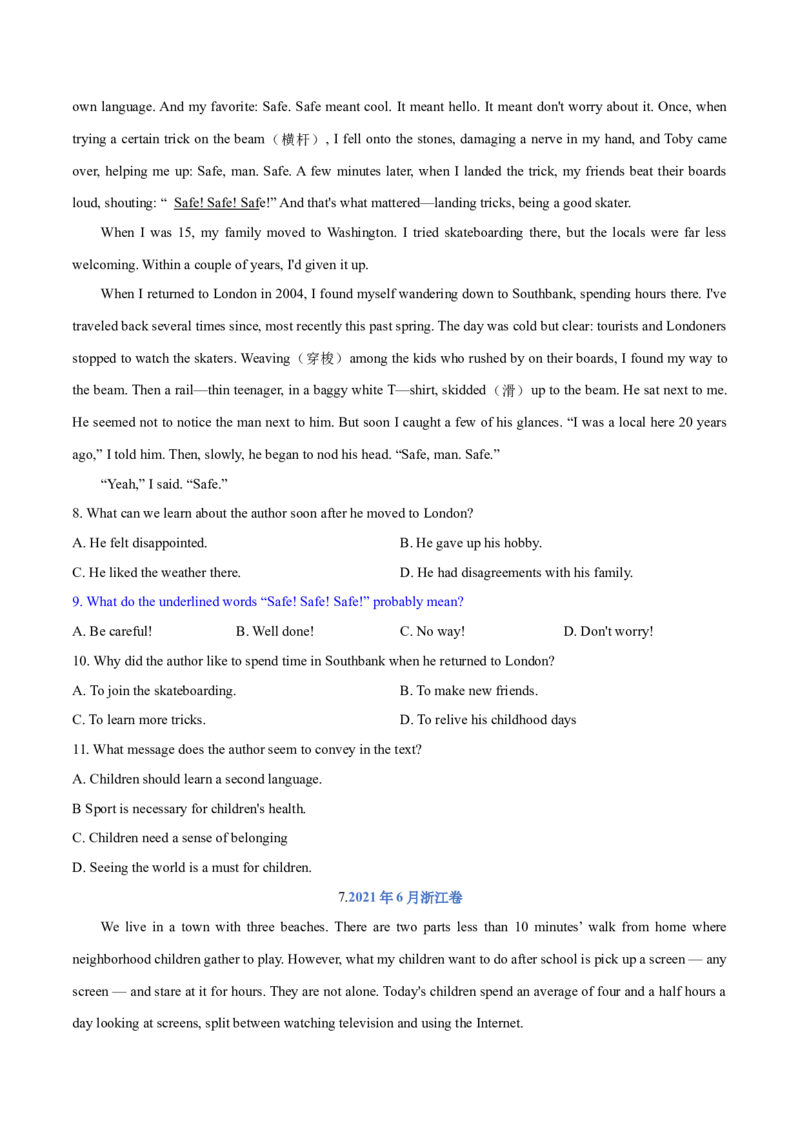 专题04阅读理解之猜测词义题（练习）（原卷版）_03高考英语_新高考复习资料_2024年新高考资料_二轮复习资料_2024年高考英语二轮复习讲练测（新教材新高考）_第二部分阅读