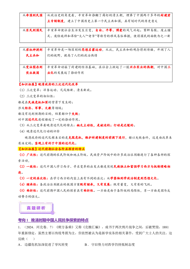 专题05救亡图存&mdash;近代中国的内忧外患与救亡图存（讲义）（解析版）_07高考历史_2025年新高考资料_二轮复习_上好课2025年高考历史二轮复习讲练测（新高考通用）3379861