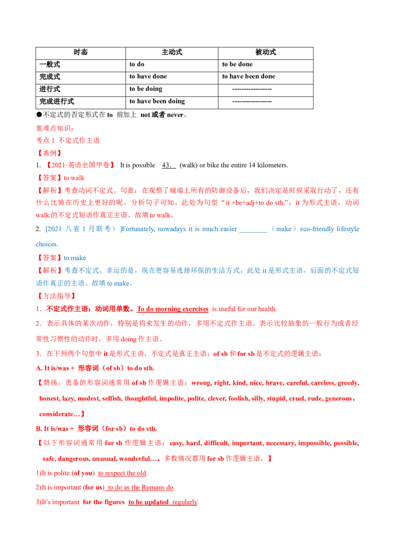 专题07动词不定式第7讲-动词不定式---2022年高考英语一轮复习讲练测（新教材新高考）（讲）（教师版）_03高考英语_新高考复习资料_2022年新高考资料_2022年新高考英语一轮复习
