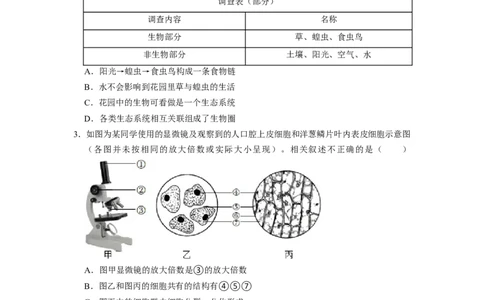 2022年贵州省贵阳市中考生物试卷及解析_贵州中考_6.贵州中考生物（2015-2025）