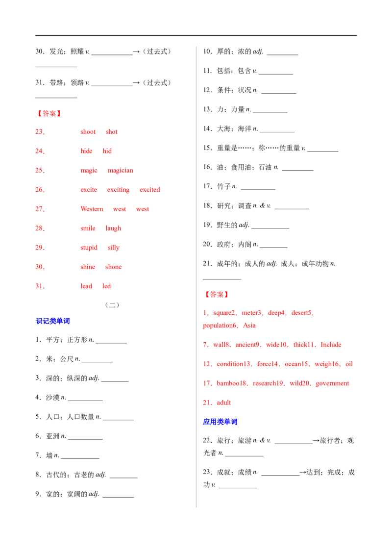 专题01重点词汇及专练（练习版）（人教版）_人教版英语八年级下册_2026春人教版英语八年级下册资料_人教八下（旧版）_07.英语8下-试题_专项练习