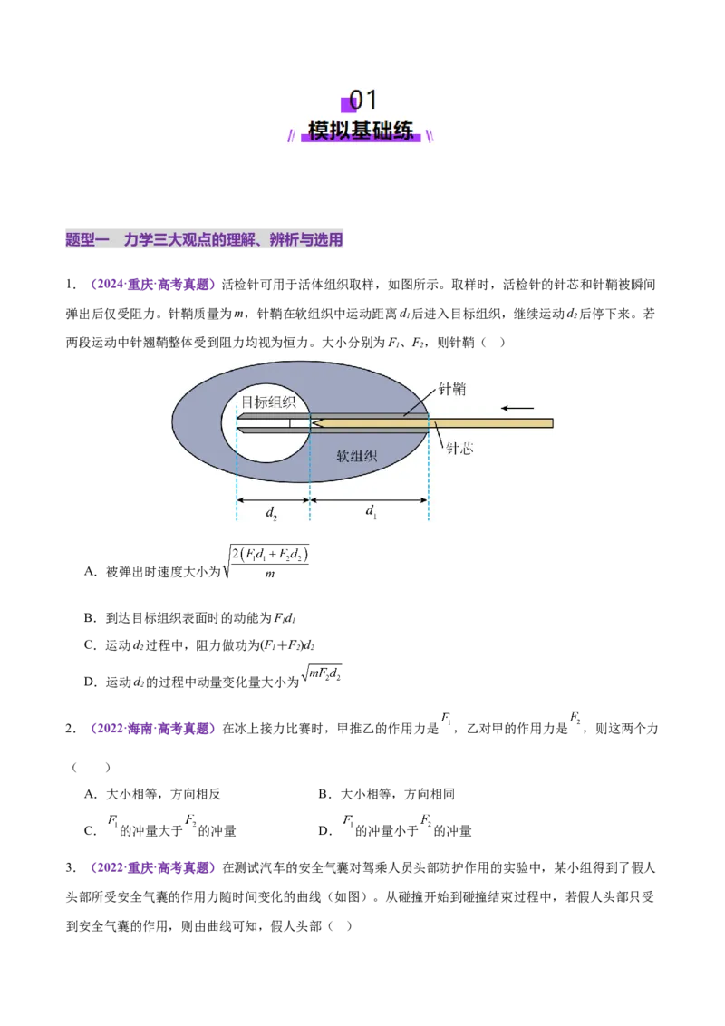 专题08力学中三大观点的综合应用（练习）（原卷版）_03高考英语_2025年新高考资料_二轮复习_01高考语文等多个文件_上好课2025年高考物理二轮复习讲练测（新高考通用）