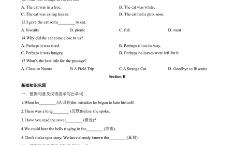 Unit5单元分层练单元综合练-8下(人教版)(原卷版)_人教版英语八年级下册_2026春人教版英语八年级下册资料_人教八下（旧版）_07.英语8下-试题_单元测试_分层练习