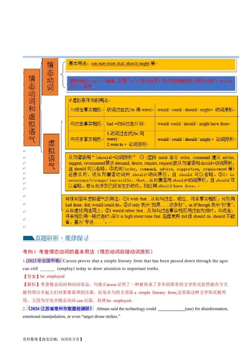 专题07情态动词和虚拟语气（讲义）（解析版）_03高考英语_新高考复习资料_2024年新高考资料_二轮复习资料_2024年高考英语二轮复习讲练测（新教材新高考）_第一部分语法知识