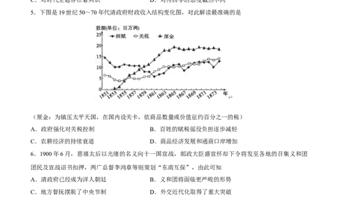 专题07晚清时期的内忧外患与救亡图存（好题冲关）（原卷版）_07高考历史_2025年新高考资料_一轮复习_备战2025年高考历史一轮复习考点帮（新高考通用）