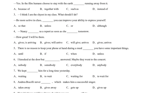 专题08单项选择专练100题（二）（练习版）（人教版）_人教版英语八年级下册_2026春人教版英语八年级下册资料_人教八下（旧版）_07.英语8下-试题_专项练习