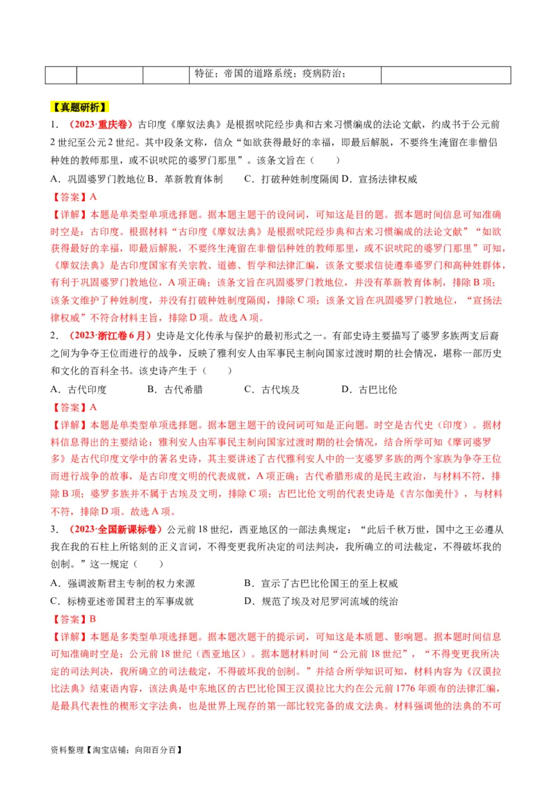 专题08多元共生的世界古代文明（讲义）（解析版）_07高考历史_新高考复习资料_2024年新高考复习资料_二轮复习资料_2024年高考历史二轮复习讲练测（新教材新高考）_配套讲义