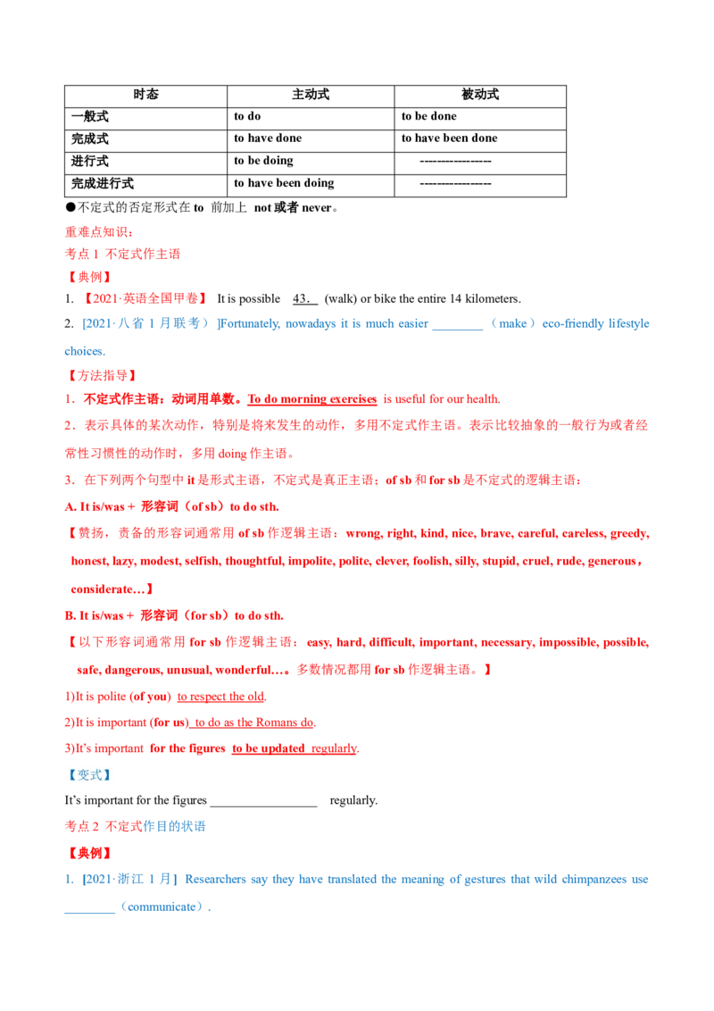 专题07动词不定式第7讲-动词不定式---2022年高考英语一轮复习讲练测（新教材新高考）（讲）（学生版）_03高考英语_新高考复习资料_2022年新高考资料_2022年新高考英语一轮复习