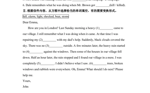 SectionB2c&mdash;SelfCheck_人教版英语八年级下册_旧版_4人教版英语8年级下册视频_人教英语八年级下课时练习（113份）_同步练习3_Unit5Whatwereyoudoingwhentherainstormcame练习（4份打包）