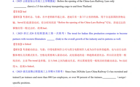 专题07动词的时态和语态及主谓一致（练习）（解析版）_02高考数学_2025年新高考资料_二轮复习_01高考语文等多个文件_上好课2025年高考英语二轮复习讲练测（新高考通用）