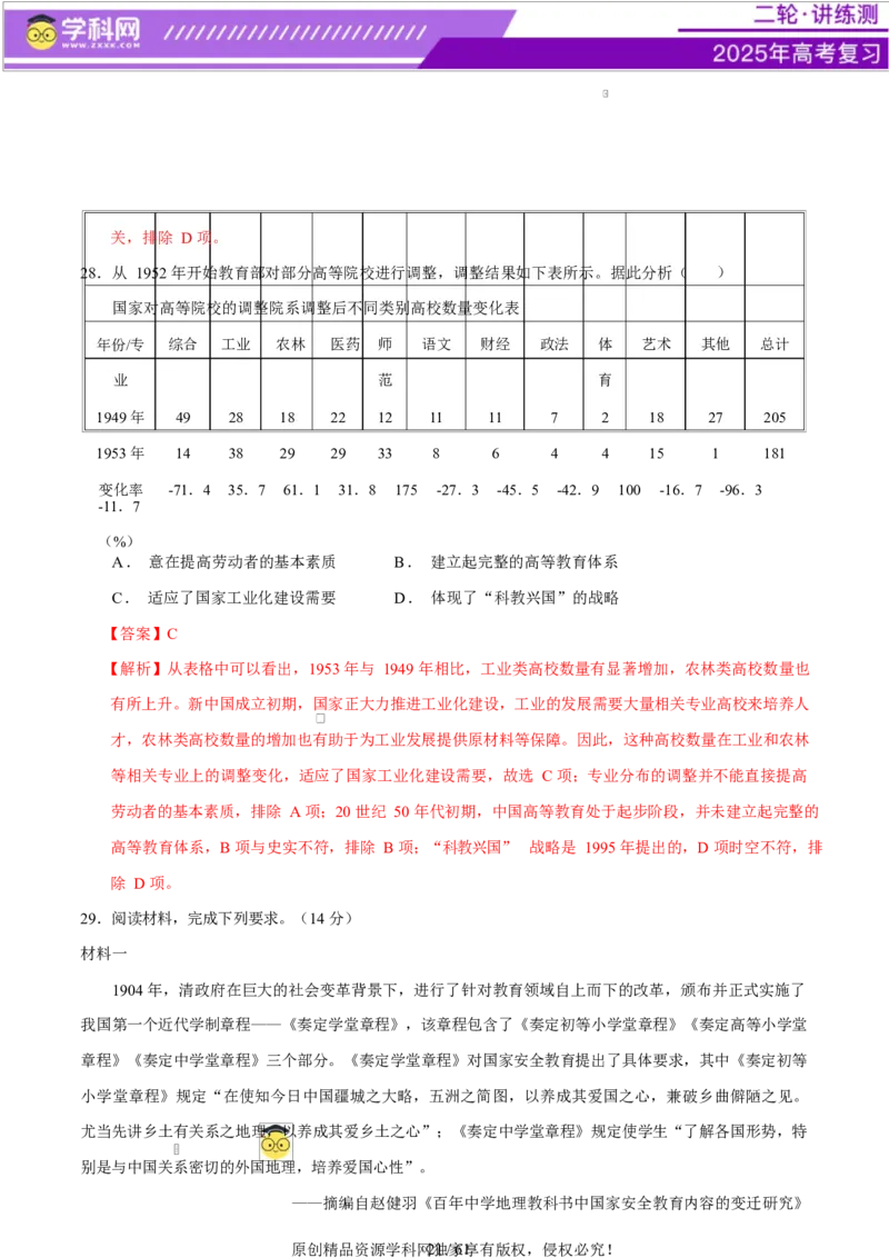专题08与时俱进&mdash;&mdash;中国近现代的思想解放与科学文化（练习）（解析版）_07高考历史_2025年新高考资料_二轮复习_上好课2025年高考历史二轮复习讲练测（新高考通用）3379861