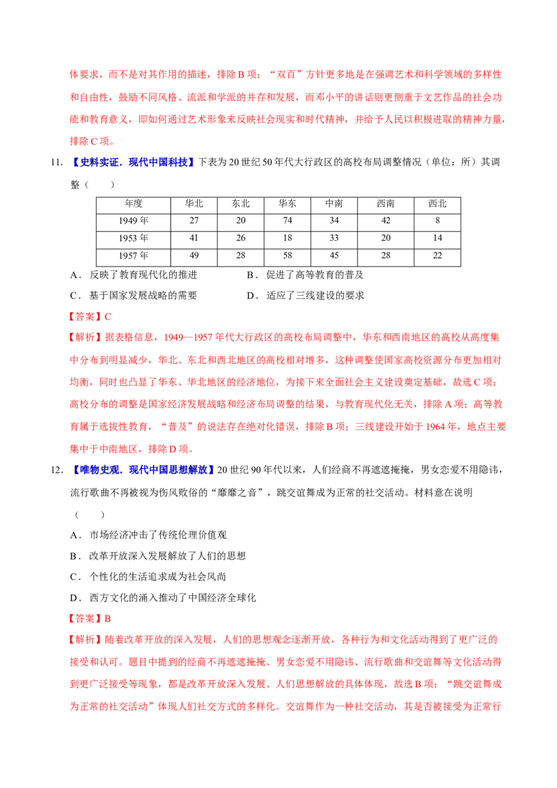 专题08与时俱进&mdash;&mdash;中国近现代的思想解放与科学文化（练习）（解析版）_07高考历史_2025年新高考资料_二轮复习_01高考语文等多个文件