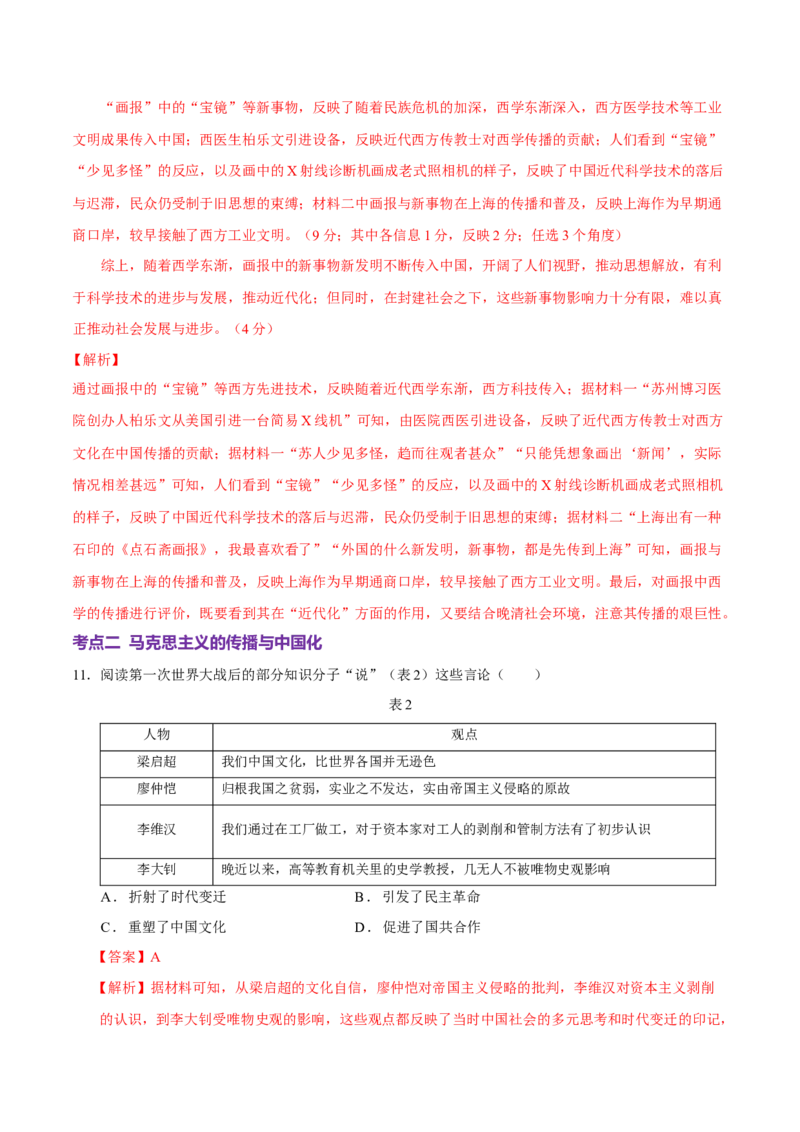 专题08与时俱进&mdash;&mdash;中国近现代的思想解放与科学文化（练习）（解析版）_07高考历史_2025年新高考资料_二轮复习_01高考语文等多个文件