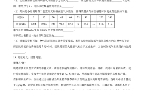 2022年贵州省遵义市中考化学真题（原卷版）_贵州中考_5.贵州中考化学（2008-2025）_遵义化学12-24