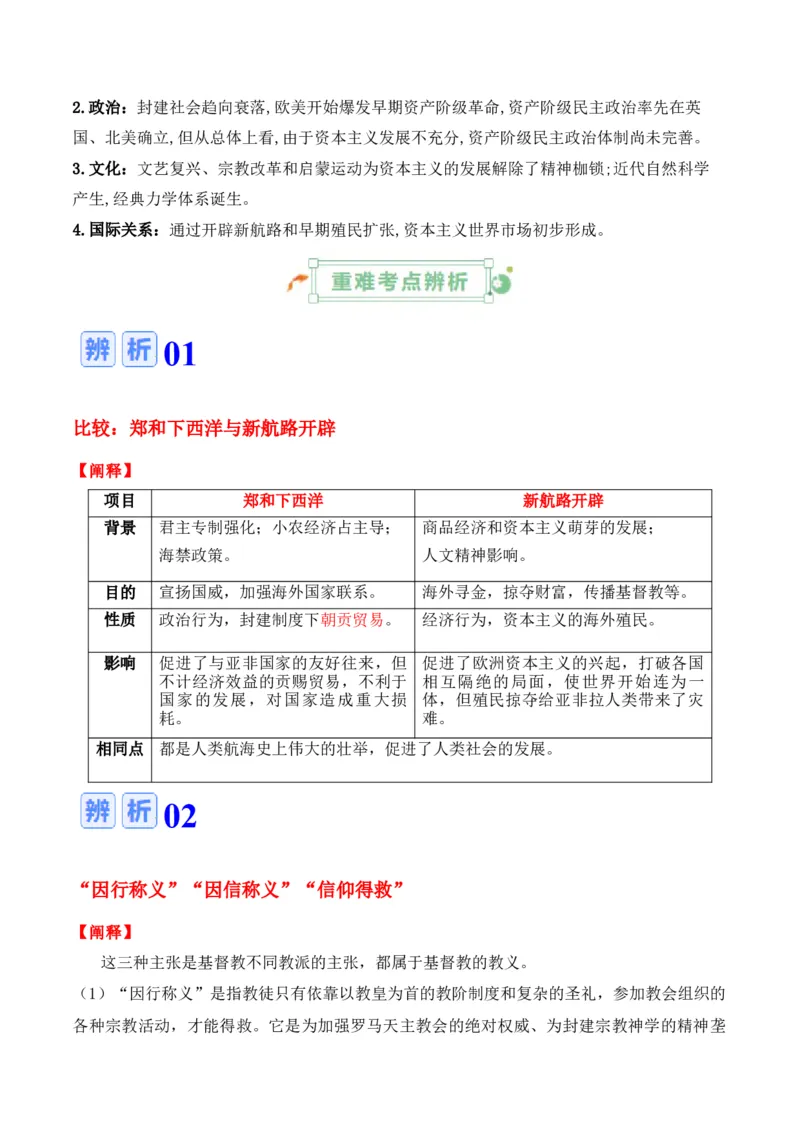 专题08++工场手工业时期：近代早期的西方世界+-2025年高考历史一轮复习知识清单_07高考历史_2025年新高考资料_一轮复习_2025年高考历史一轮复习知识清单（完结）