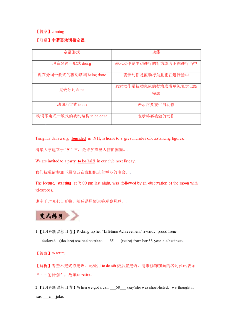 专题07非谓语动词-备战2022年高考英语考试易错题（教师版含解析）_03高考英语_2024年新高考资料_1.2024一轮复习_赠备战2022年高考英语考试易错题