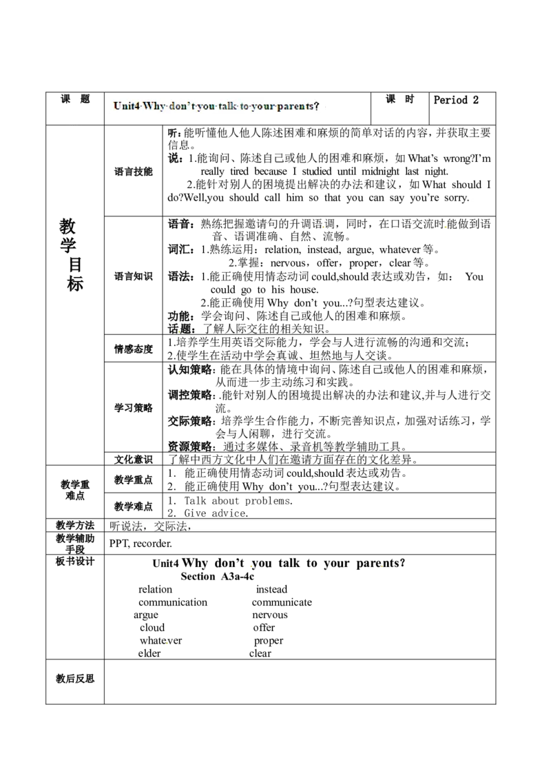 中学八年级英语下册集体备课教案：U4P2_人教版英语八年级下册_2026春人教版英语八年级下册资料_人教八下（旧版）_04.英语8下-教案合集_8下英语集体备课教案