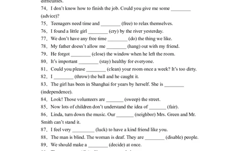 初中英语八年级下册期末易错专项02单词适当形式填空100题（人教新目标，word版含答案含详解）_人教版英语八年级下册_2026春人教版英语八年级下册资料_人教八下（旧版）_07.英语8下-试题