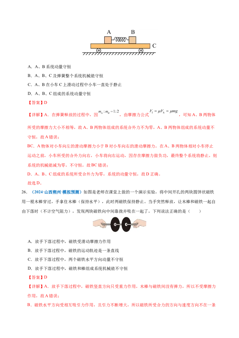 专题07动量定理动量守恒定律（练习）（解析版）_03高考英语_2025年新高考资料_二轮复习_01高考语文等多个文件_上好课2025年高考物理二轮复习讲练测（新高考通用）