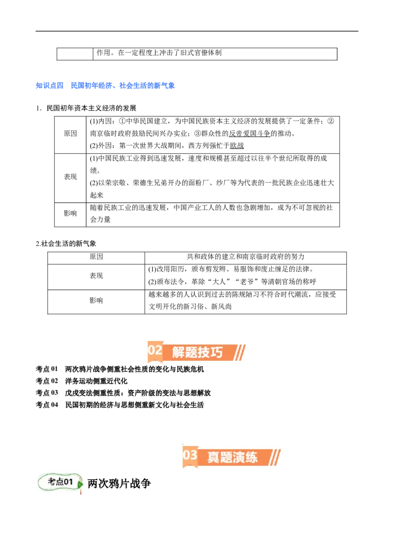 专题07旧民主主义革命（原卷版）_07高考历史_新高考复习资料_2024年新高考复习资料_二轮复习资料_完2024年高考历史二轮专题复习高频考点追踪分析与预测