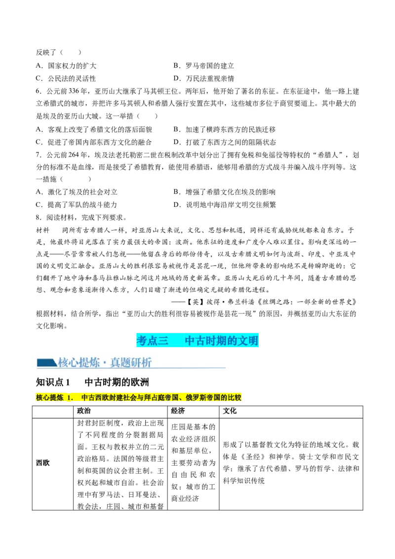 专题08多元共生的世界古代文明（讲义）（原卷版）_07高考历史_2024年新高考资料_2.2024二轮复习_2024年高考历史二轮复习讲练测（新教材新高考）
