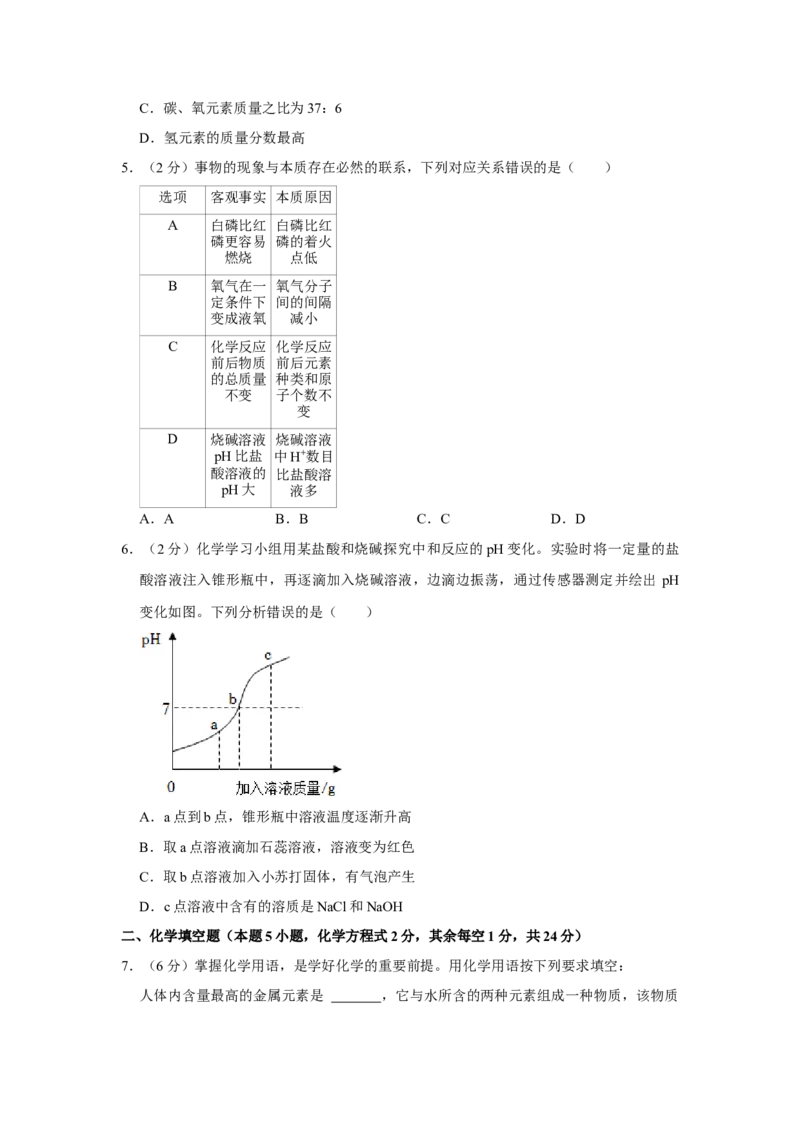 2022年贵州省黔西南州中考化学真题（空白卷）_贵州中考_5.贵州中考化学（2008-2025）_黔西南化学12-24