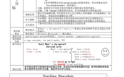 八年级英语下册集体备课教案：Unit1What&rsquo;sthematterperiod1_人教版英语八年级下册_2026春人教版英语八年级下册资料_人教八下（旧版）_04.英语8下-教案合集_8下英语集体备课教案