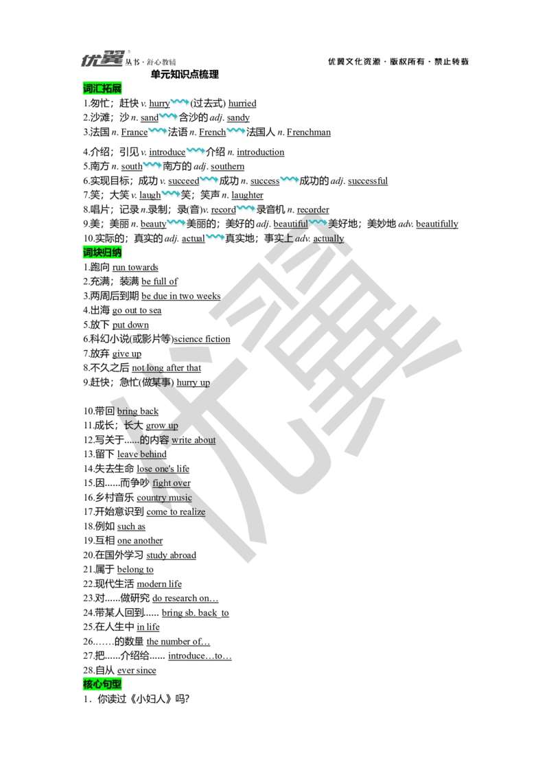 Unit8复习课件教师版_人教版英语八年级下册_2026春人教版英语八年级下册资料_人教八下（旧版）_06.英语8下教学资料PPT_人教版英语八年级下册教学资料（优翼）_八下unit8
