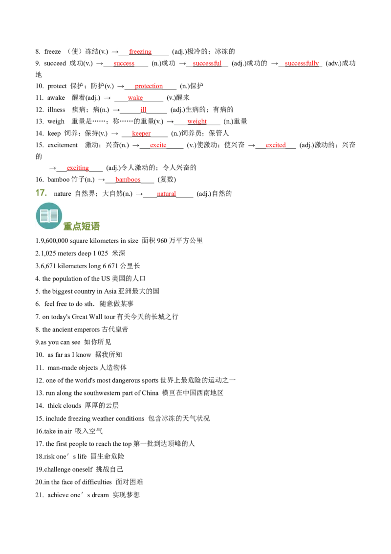专题01重点词汇和短语归纳（考点清单）-（人教版）_人教版英语八年级下册_旧版_版本二_八年级英语下册（人教版）_期末专项复习-U302_2024版