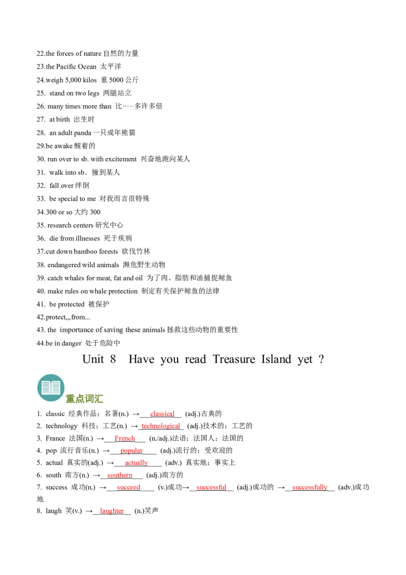 专题01重点词汇和短语归纳（考点清单）-（人教版）_人教版英语八年级下册_旧版_版本二_八年级英语下册（人教版）_期末专项复习-U302_2024版