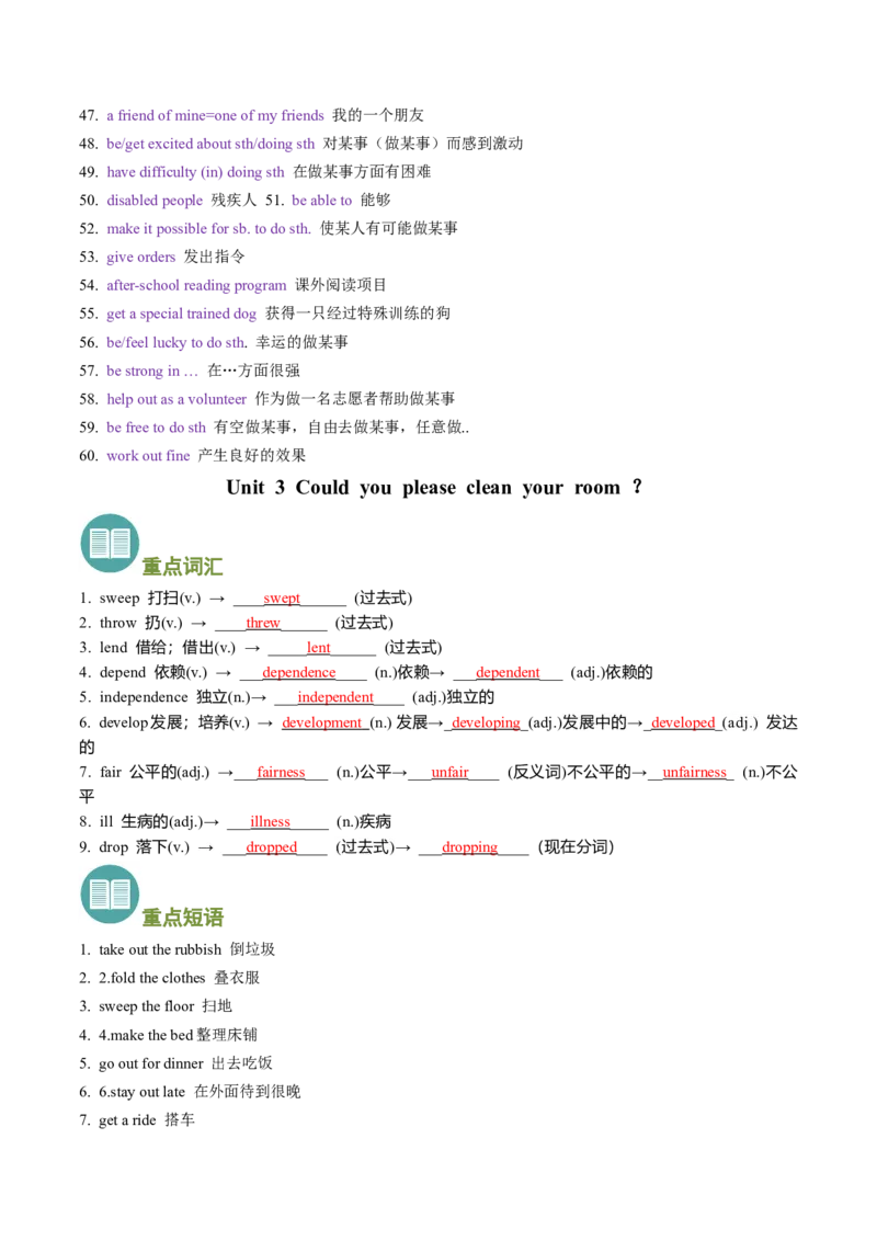 专题01重点词汇和短语归纳（考点清单）-（人教版）_人教版英语八年级下册_旧版_版本二_八年级英语下册（人教版）_期末专项复习-U302_2024版
