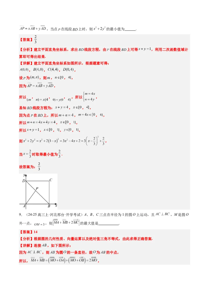 专题07坐标法、极化恒等式在平面向量中的应用（3大题型）-2025年高考数学二轮热点题型归纳与变式演练（新高考通用）（解析版）_02高考数学_2025年新高考资料_二轮复习_一、题型突破