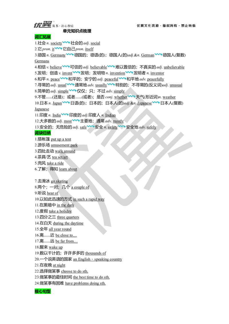 Unit9复习课件教师版_人教版英语八年级下册_2026春人教版英语八年级下册资料_人教八下（旧版）_06.英语8下教学资料PPT_人教版英语八年级下册教学资料（优翼）_八下unit9