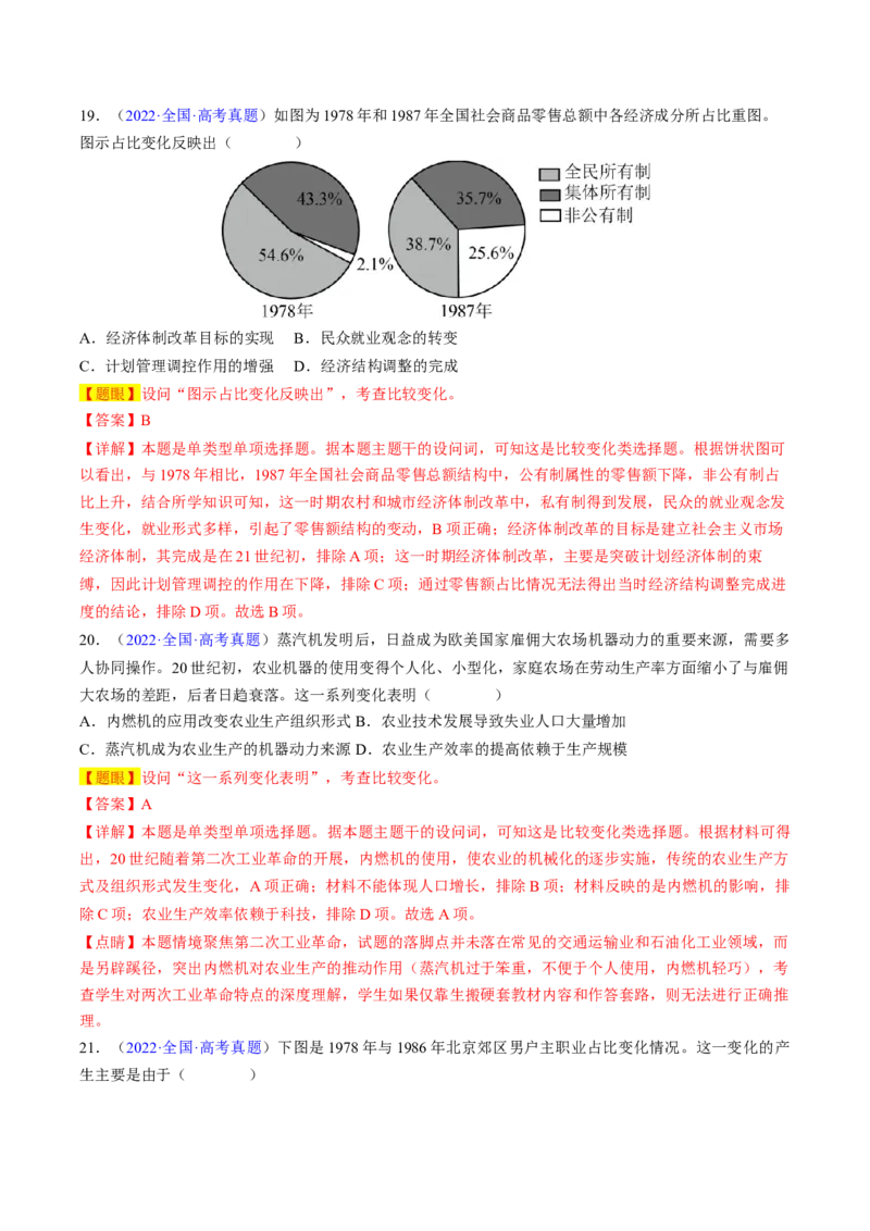 专题08比较变化类择题（解析版）_07高考历史_2024年新高考资料_2.2024二轮复习_2024年高考历史二轮热点题型归纳与变式演练（新高考通用）_选择题部分