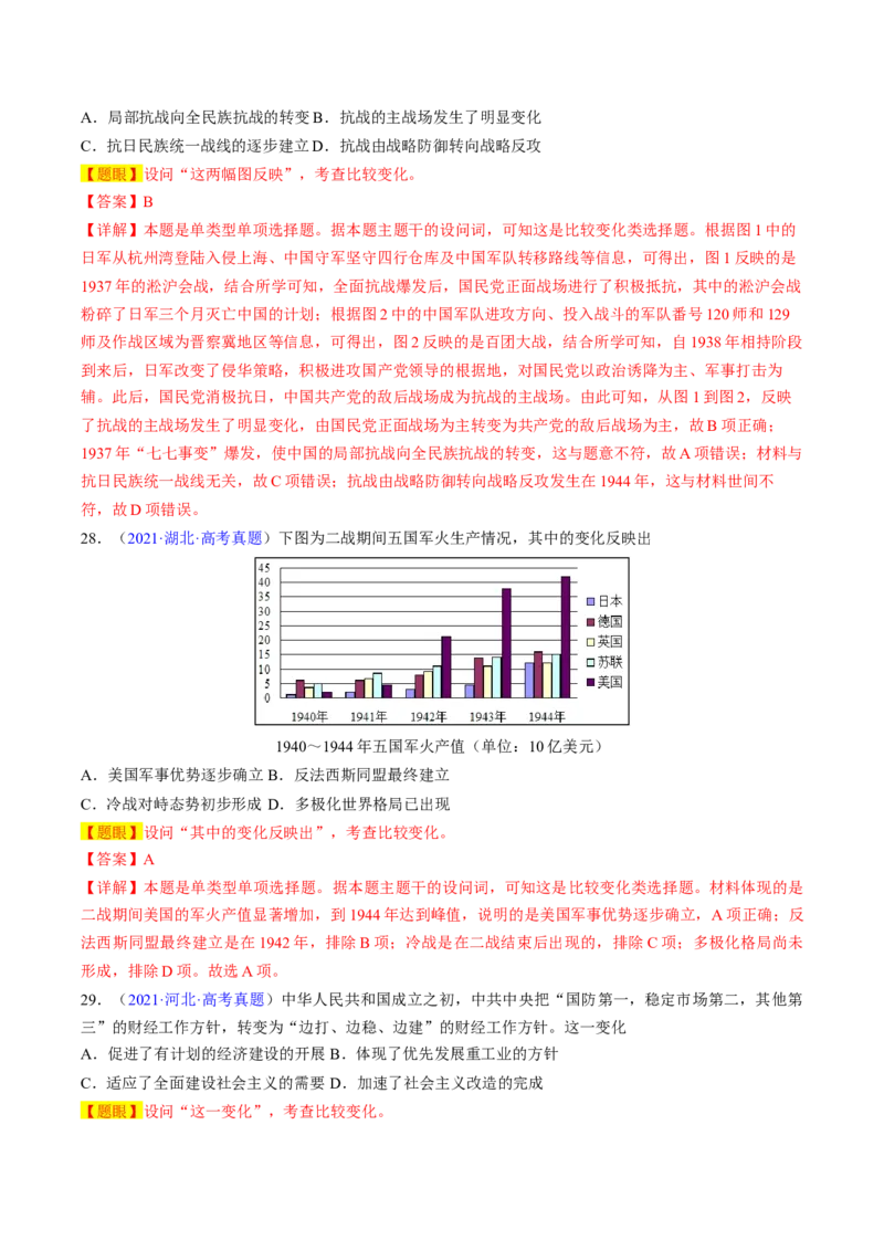 专题08比较变化类择题（解析版）_07高考历史_2024年新高考资料_2.2024二轮复习_2024年高考历史二轮热点题型归纳与变式演练（新高考通用）_选择题部分