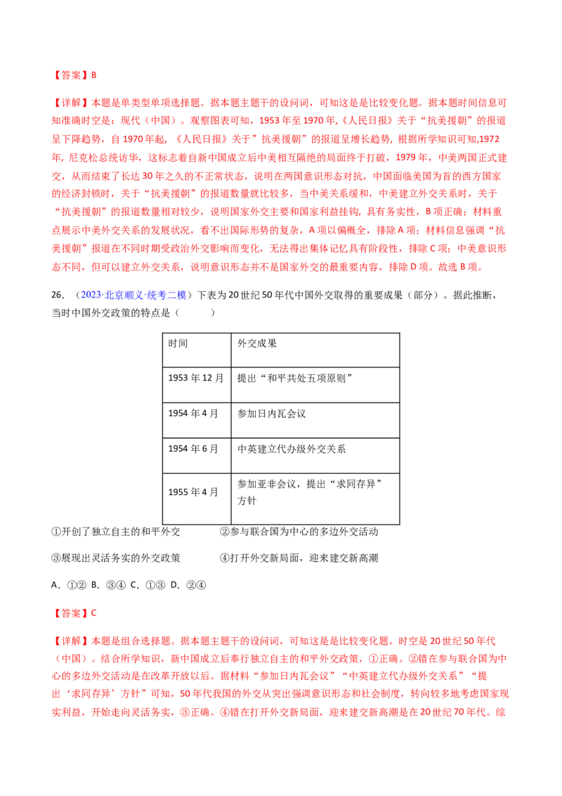 专题08比较变化类择题（解析版）_07高考历史_2024年新高考资料_2.2024二轮复习_2024年高考历史二轮热点题型归纳与变式演练（新高考通用）_选择题部分
