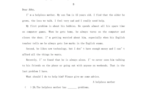 Unit4Whydon'tyoutalktoyourparents？(过关)（原卷版）_人教版英语八年级下册_2026春人教版英语八年级下册资料_人教八下（旧版）_07.英语8下-试题_单元测试_单元测试第三套