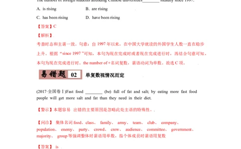 专题08主谓一致-备战2022年高考英语考试易错题(教师版含解析）_03高考英语_2024年新高考资料_1.2024一轮复习_赠备战2022年高考英语考试易错题