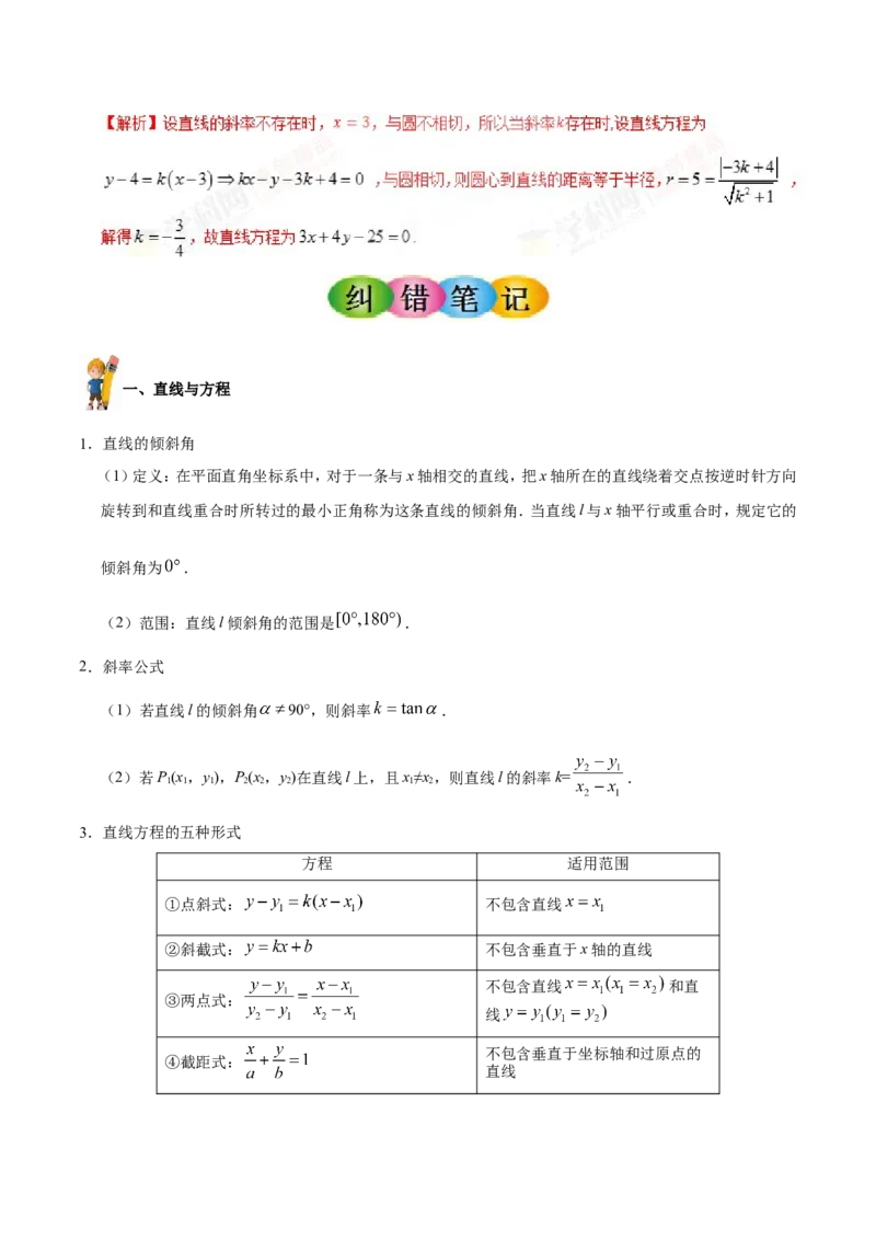 专题09直线与圆的方程-备战2019年高考数学（文）之纠错笔记系列（解析版）_02高考数学_新高考复习资料_2022年新高考资料_2022年一轮复习各版本_1.新高考2022年高考数学一轮复习_469