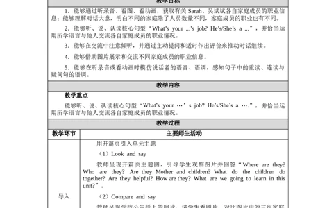 教案（表格）_4上-新英语人教PEP版（2025持续更新）_04教案+教学计划